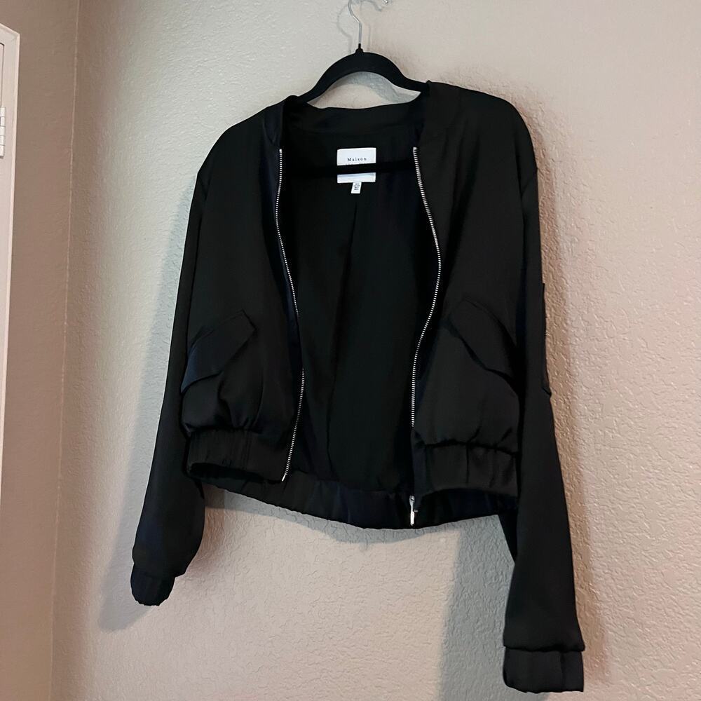 Madison d’Amelie Satin Sheen Bomber Jacket Lightweight Small Women’s - Picture 2 of 8